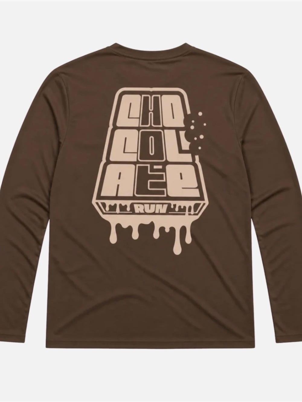 💛 Chocolate Run Brown Graphic Long-Sleeve Running Shirt
